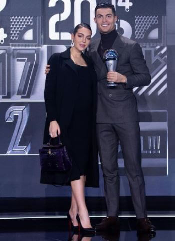 Eva Maria Dos Santos parents Cristiano Ronaldo and Georgina Rodriguez at the best FIFA football awards.